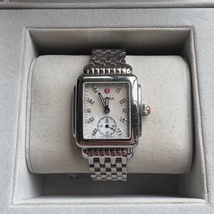 Michele Deco Mid Stainless Diamond Dial Watch w/ Box